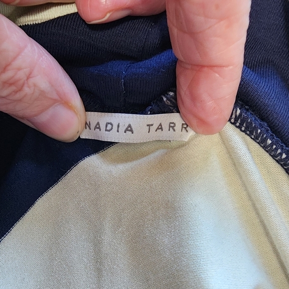 Nadia Tarr Strapless Navy and Cream Maxi Dress - Large - Picture 8 of 10